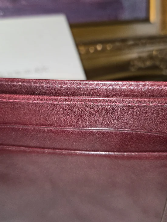 CELINE Burgundy Leather Bi-Fold Card Wallet - Picture 4 of 6